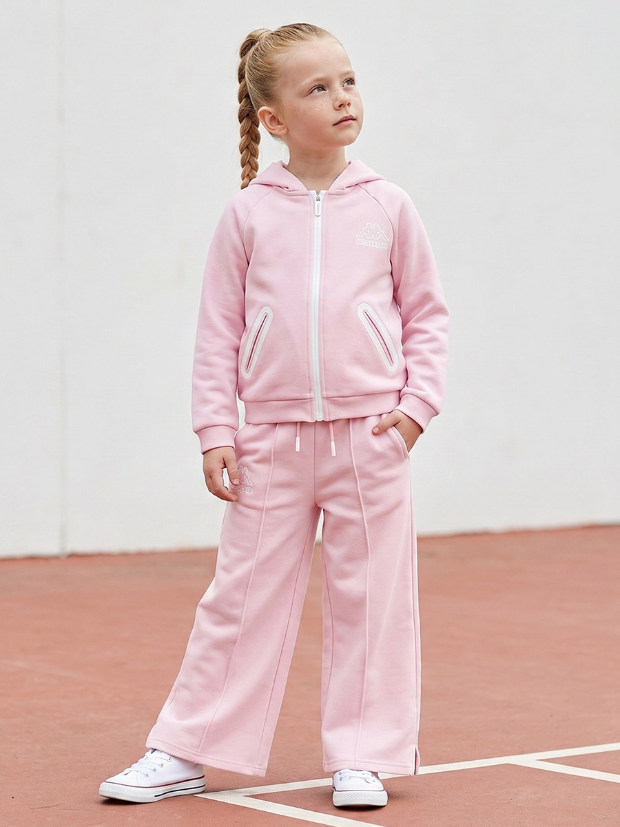 Hooded Long Sleeves Sweatshirt and Track Pants Set with Logo Print