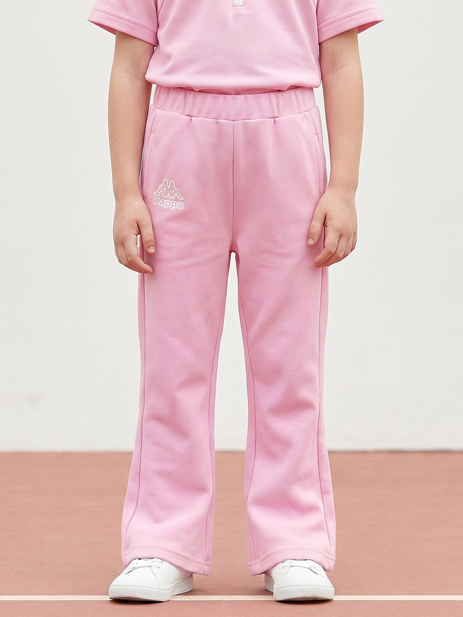 Collared Short Sleeves Polo T-Shirt and Flared Pants Set with Logo Print