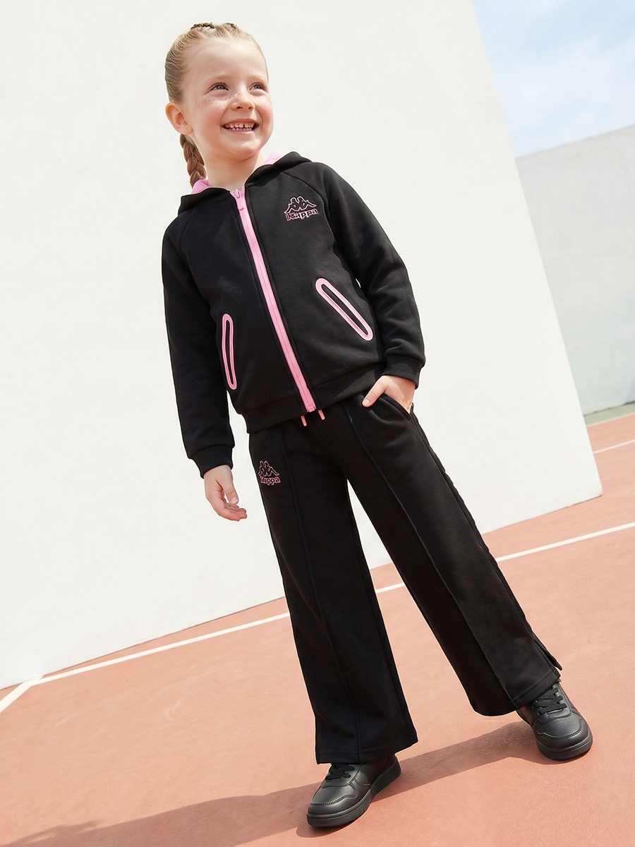 Hooded Long Sleeves Sweatshirt and Track Pants Set with Logo Print