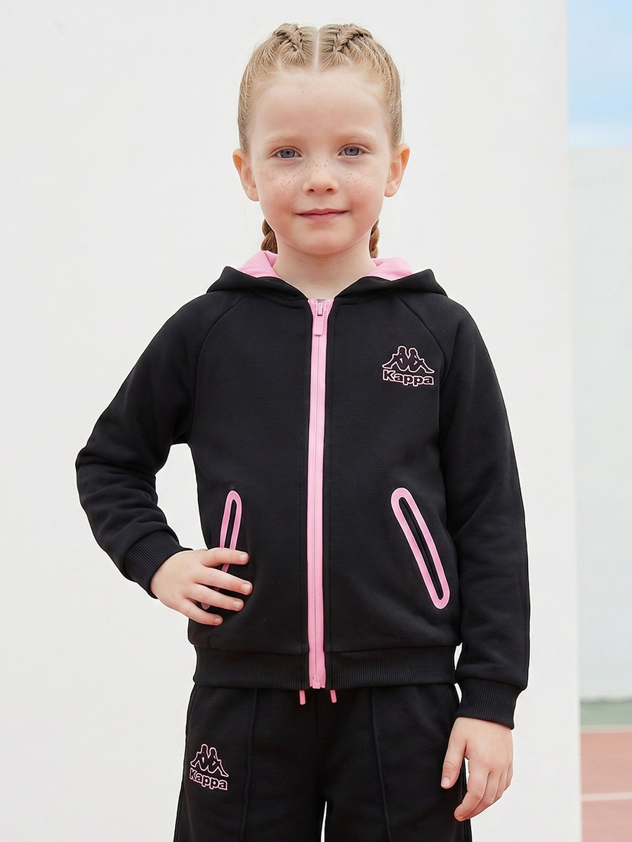 Hooded Long Sleeves Sweatshirt and Track Pants Set with Logo Print