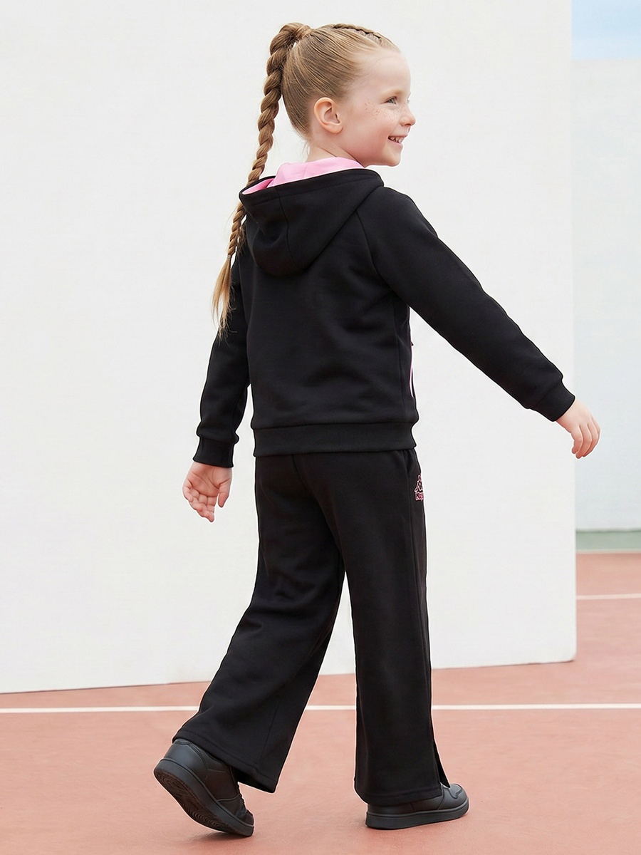 Hooded Long Sleeves Sweatshirt and Track Pants Set with Logo Print