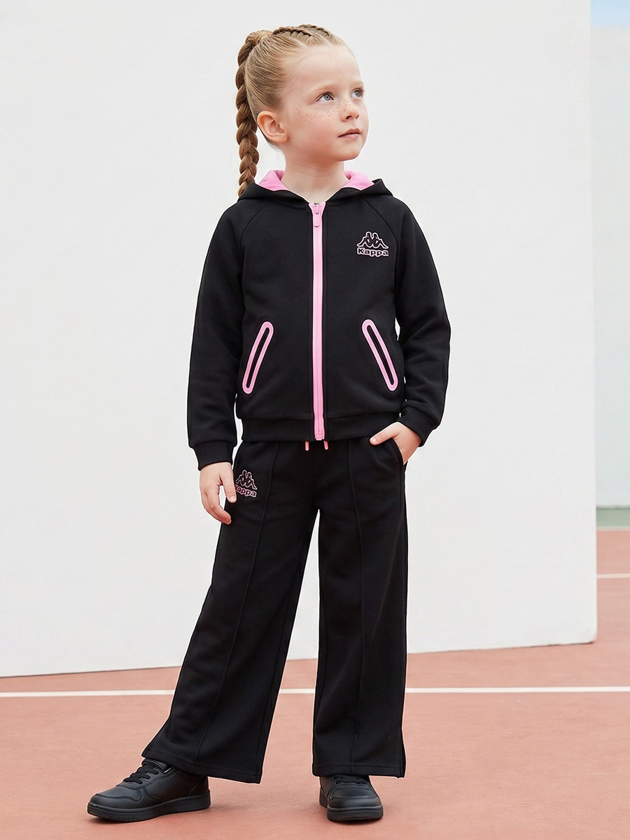 Hooded Long Sleeves Sweatshirt and Track Pants Set with Logo Print