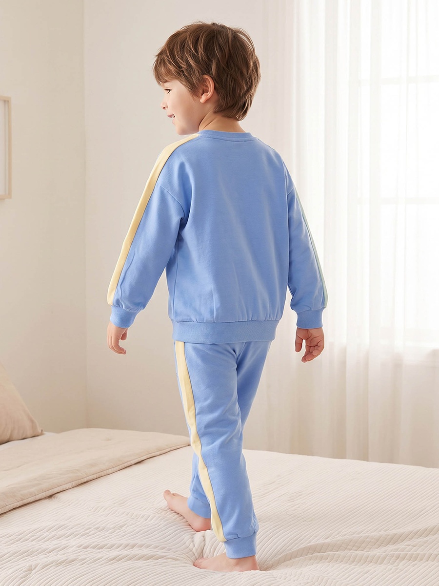 Cotton Crew Neck Long Sleeves Pyjama Set with Dinosaur Print