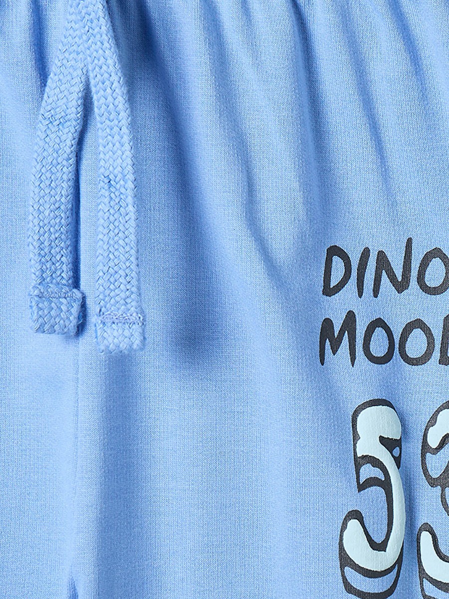 Cotton Crew Neck Long Sleeves Pyjama Set with Dinosaur Print