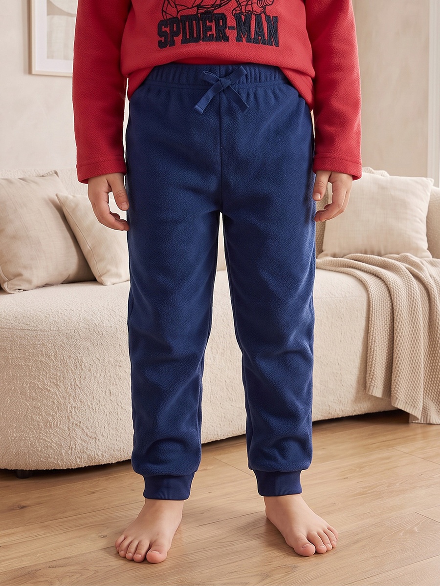 Cotton Crew Neck Long Sleeves Pyjama Set with Spider-Man Embroidery