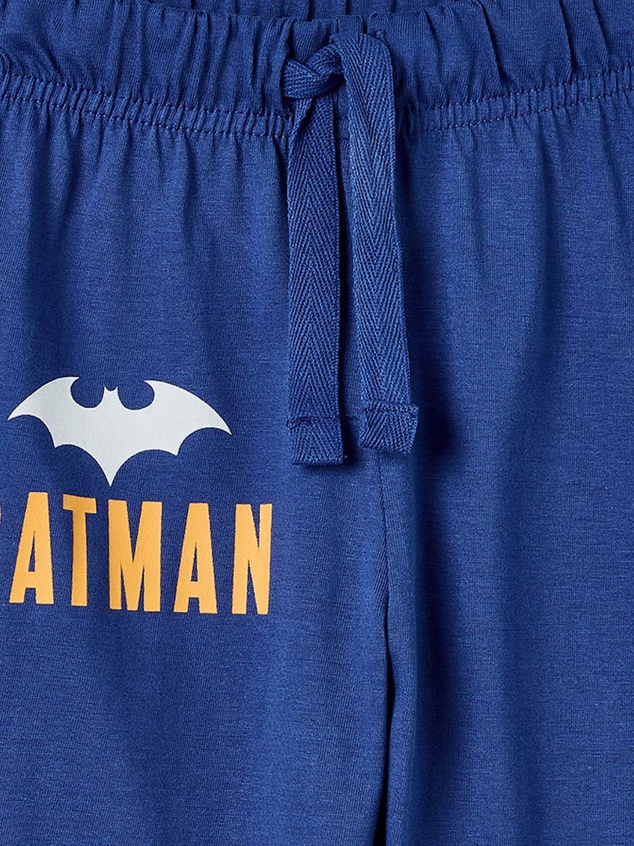 Cotton Collared Long Sleeves Pyjama Set with Batman Print