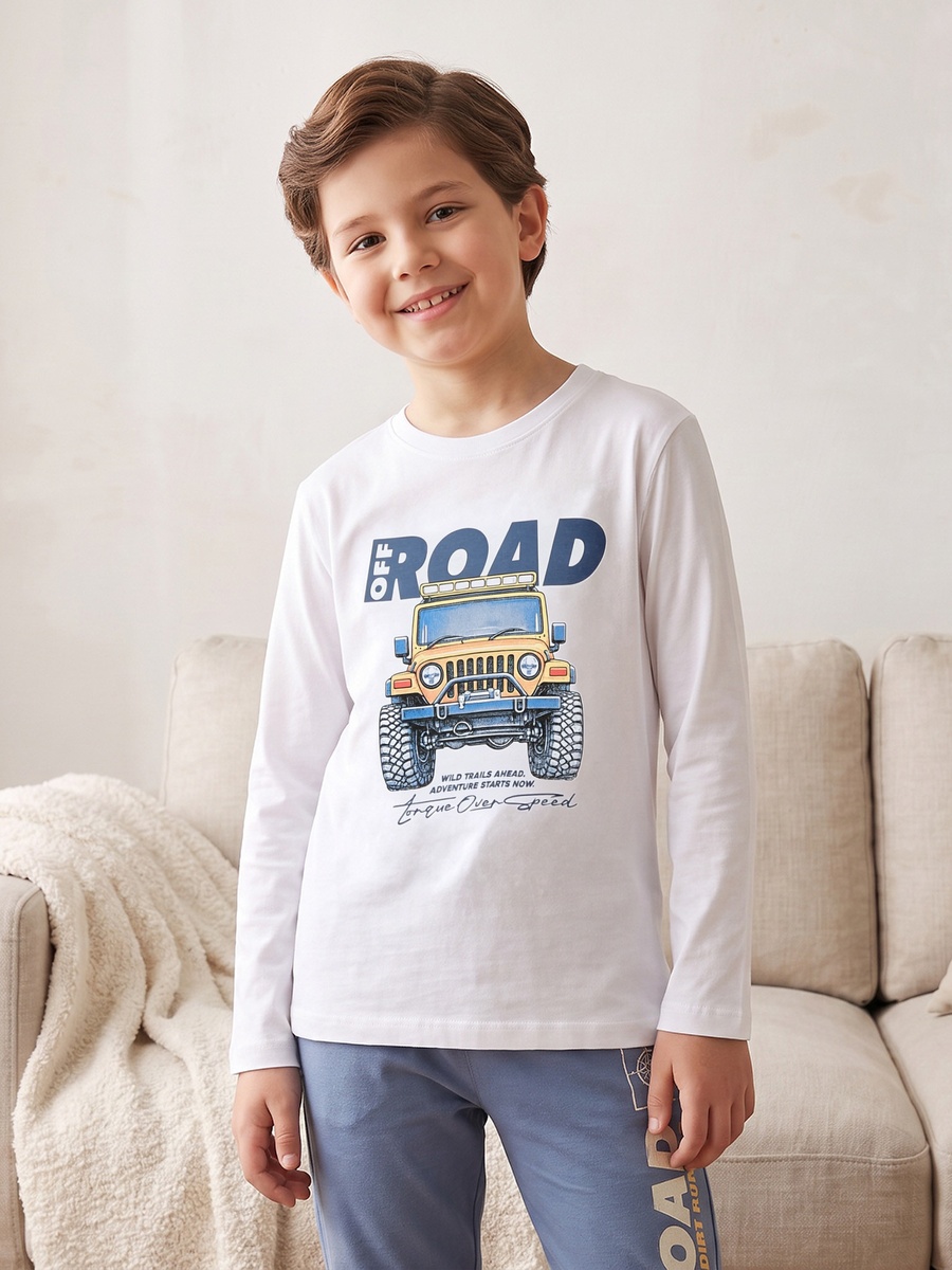 Pack of 2 Cotton Crew Neck Long Sleeves Pyjama Set with Graphic Print