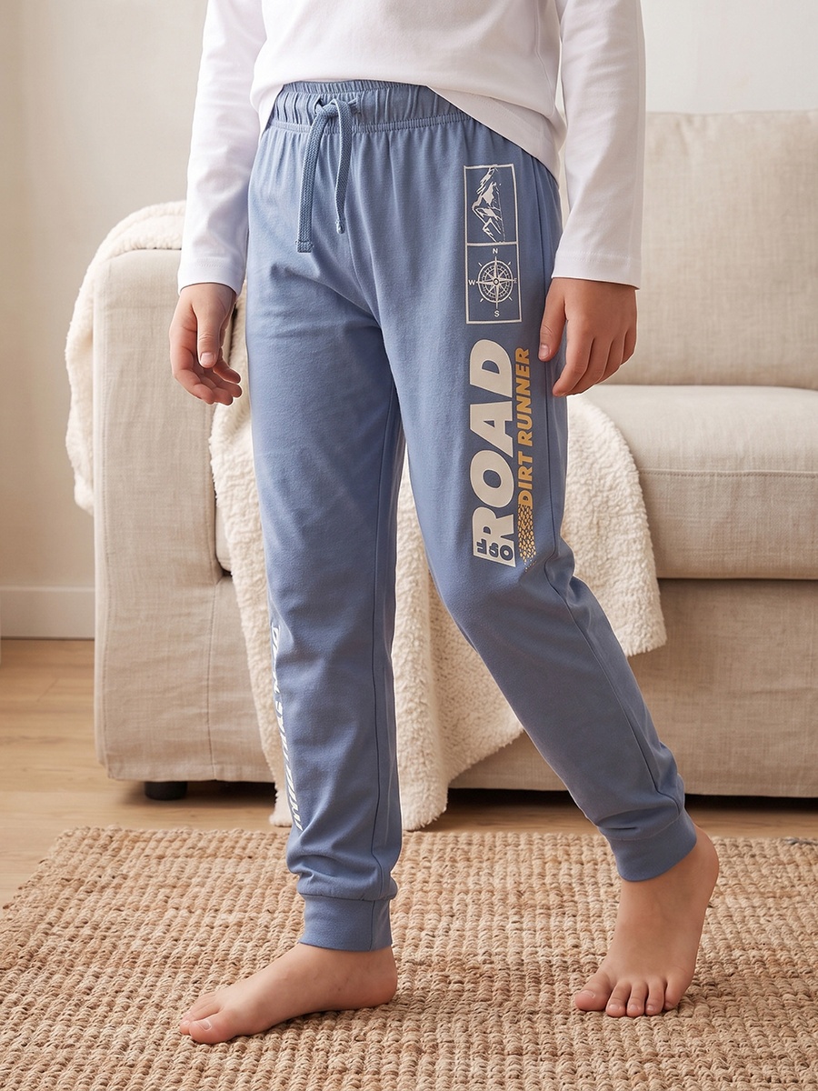 Pack of 2 Cotton Crew Neck Long Sleeves Pyjama Set with Graphic Print