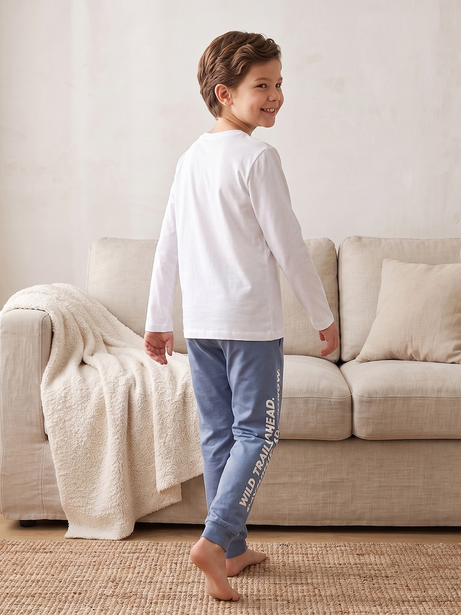 Pack of 2 Cotton Crew Neck Long Sleeves Pyjama Set with Graphic Print
