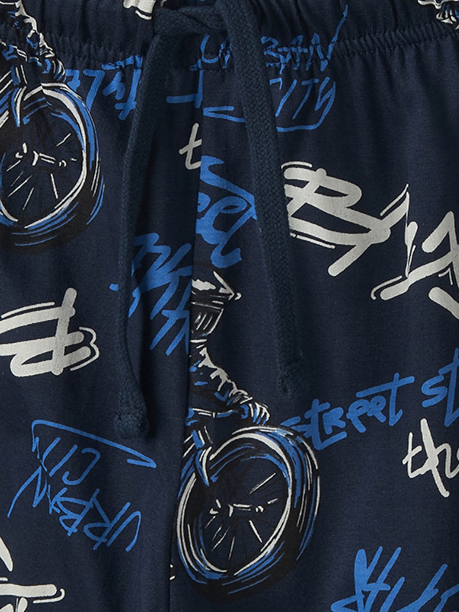 Cotton Crew Neck Long Sleeves Pyjama Set with Graphic Print