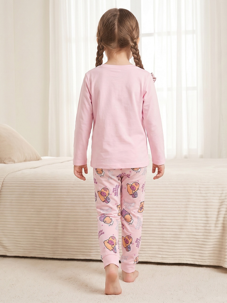 Cotton Round Neck Long Sleeves Pyjama Set with Capybara Print