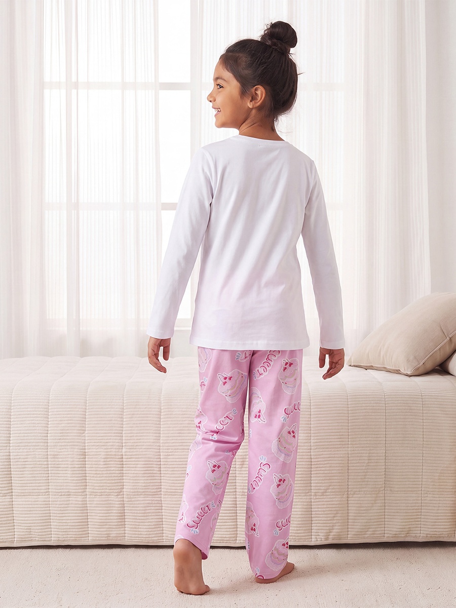 Pack of 2 Cotton Crew Neck Long Sleeves Pyjama Set with Assorted Print