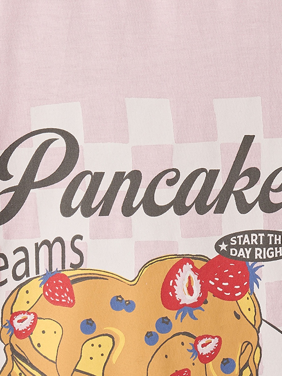 Cotton Crew Neck Long Sleeves Pyjama Set with Pancake Print