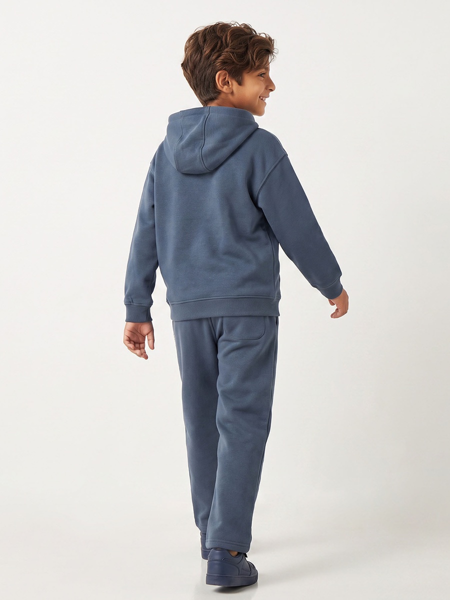 Hooded Neck Long Sleeves Sweatshirt and Pants Set with Logo Print