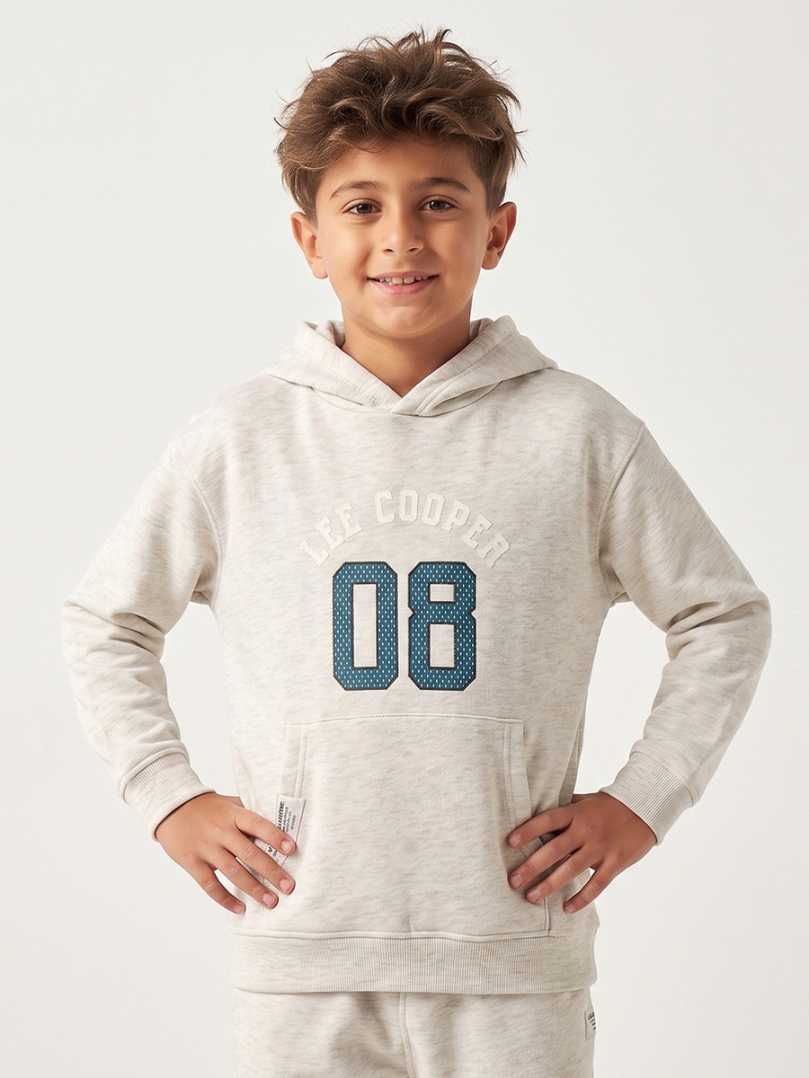 Hooded Long Sleeves Hoodie and Track Pants Set with Varsity Print