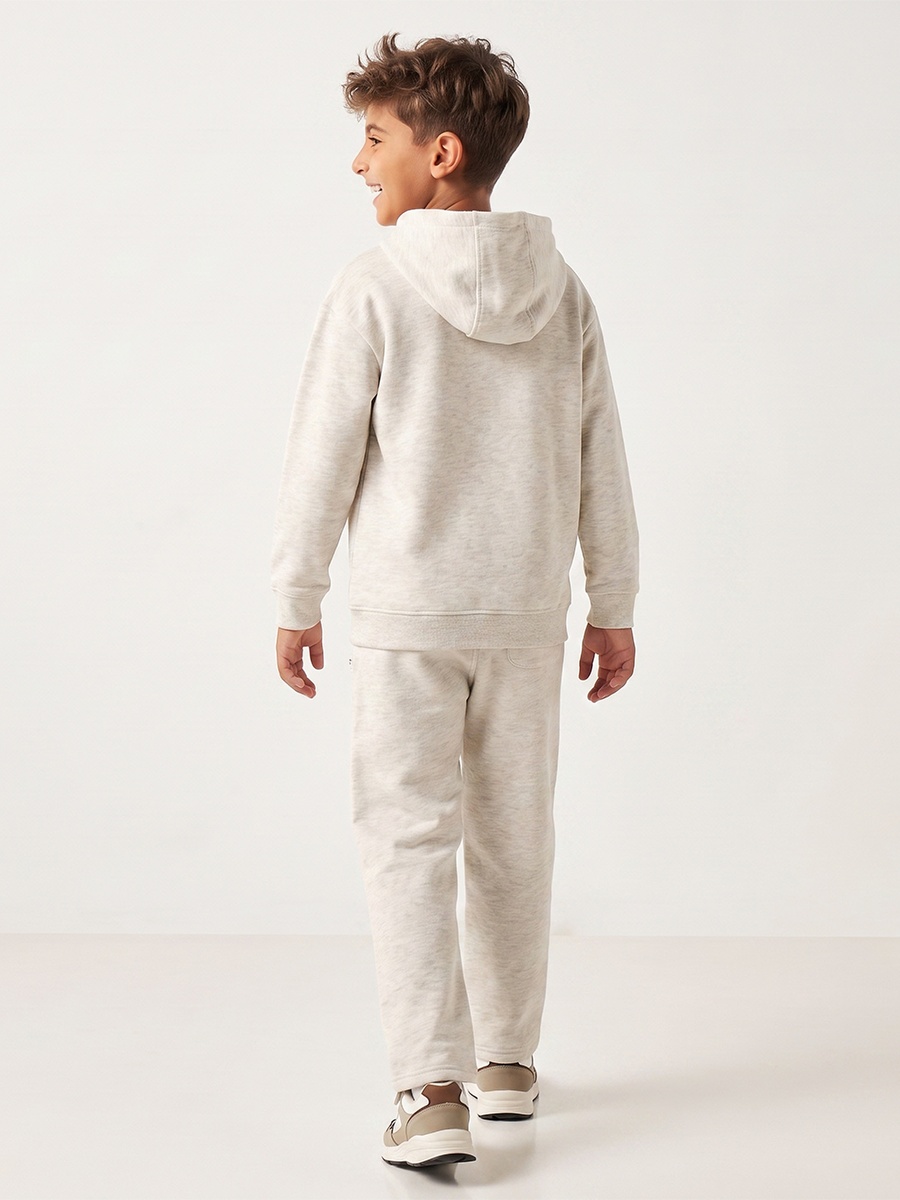 Hooded Long Sleeves Hoodie and Track Pants Set with Varsity Print