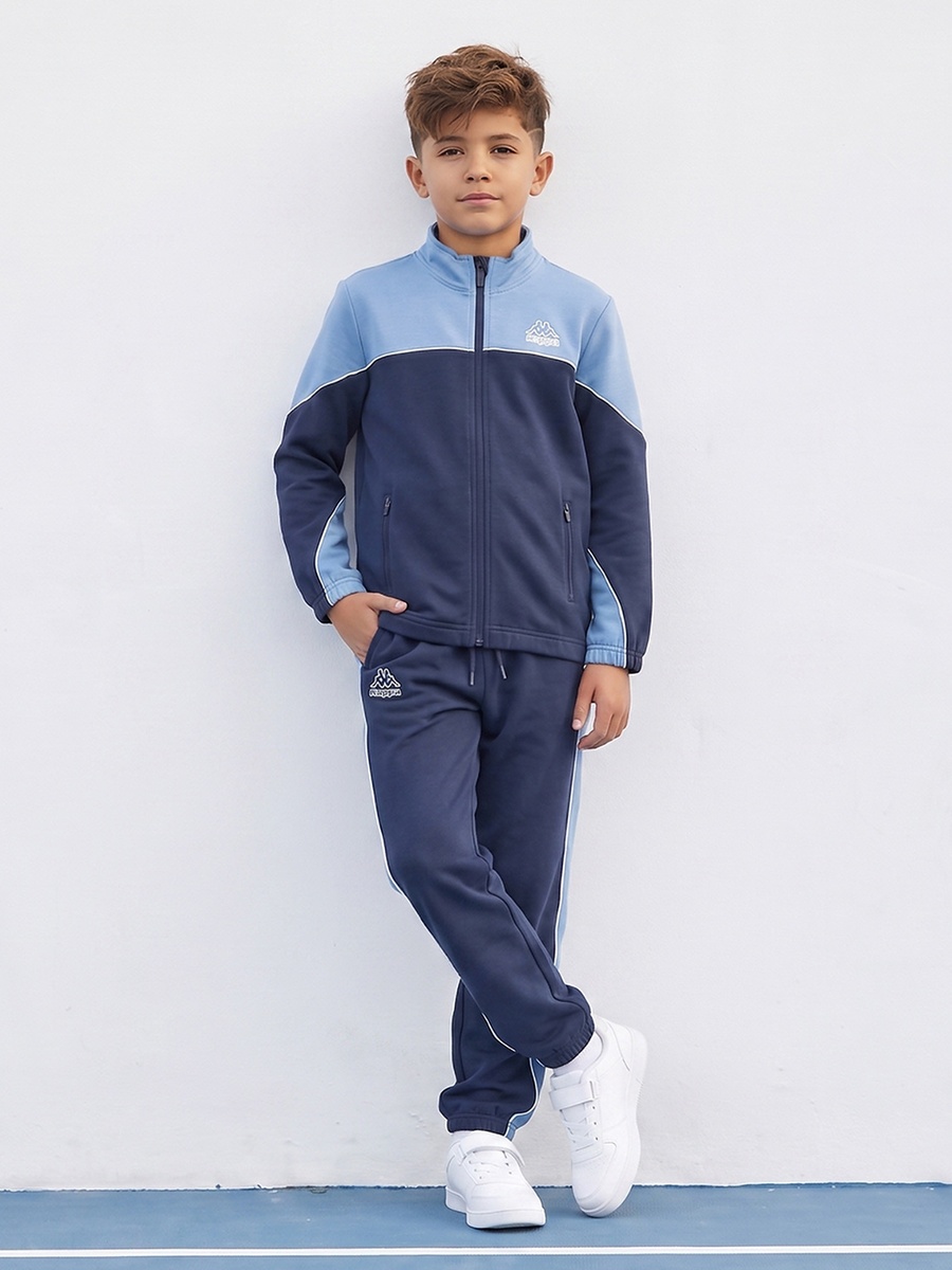 High Neck Long Sleeves Jacket and Joggers Set with Colourblock Design