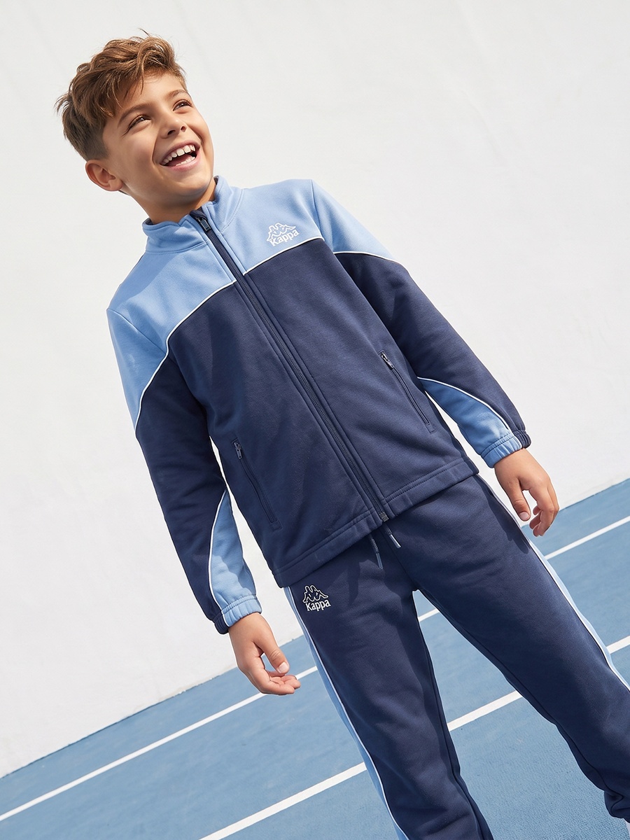 High Neck Long Sleeves Jacket and Joggers Set with Colourblock Design