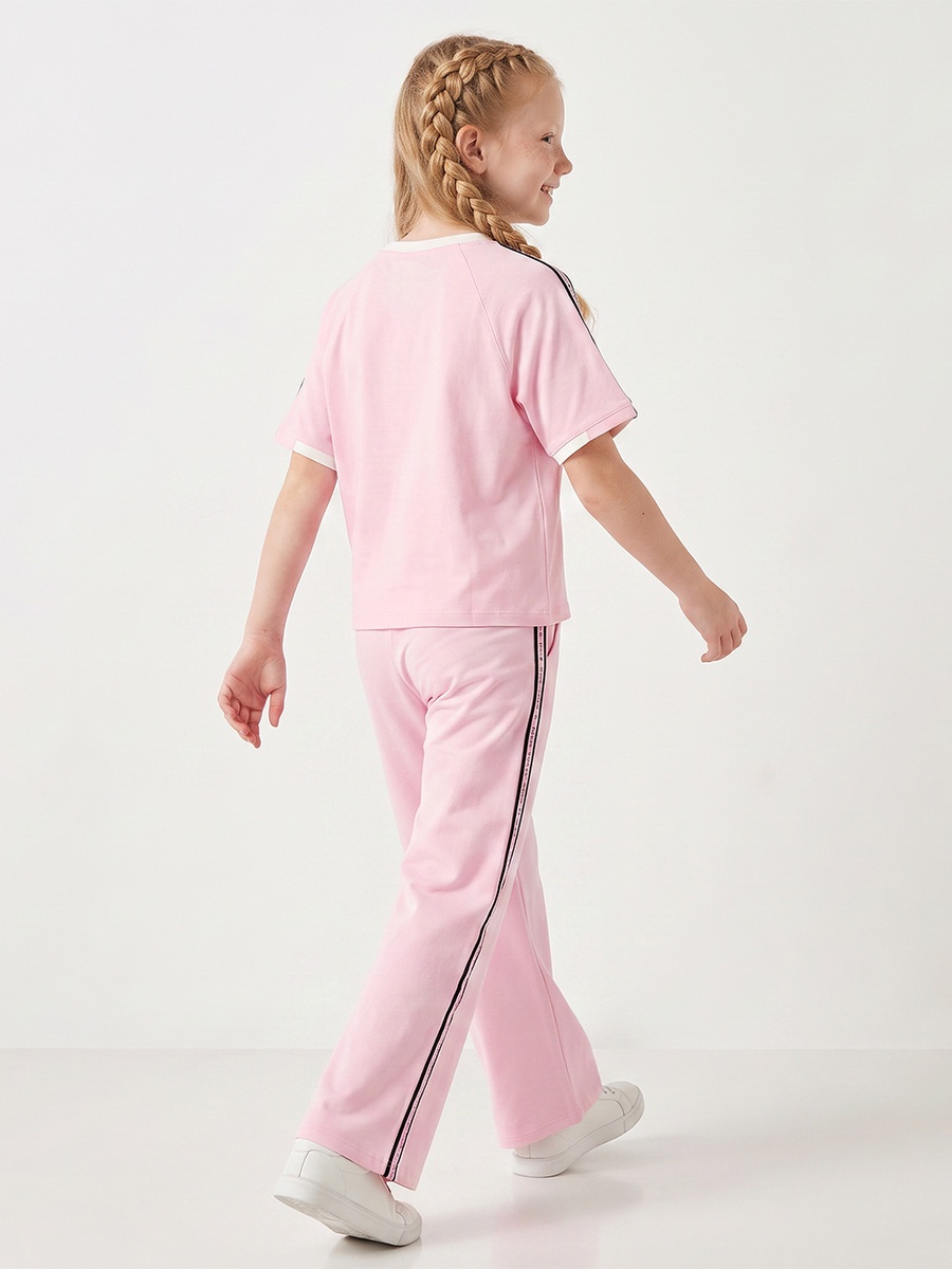Crew Neck Short Sleeves T-Shirt and Pants Set with Stitch Print