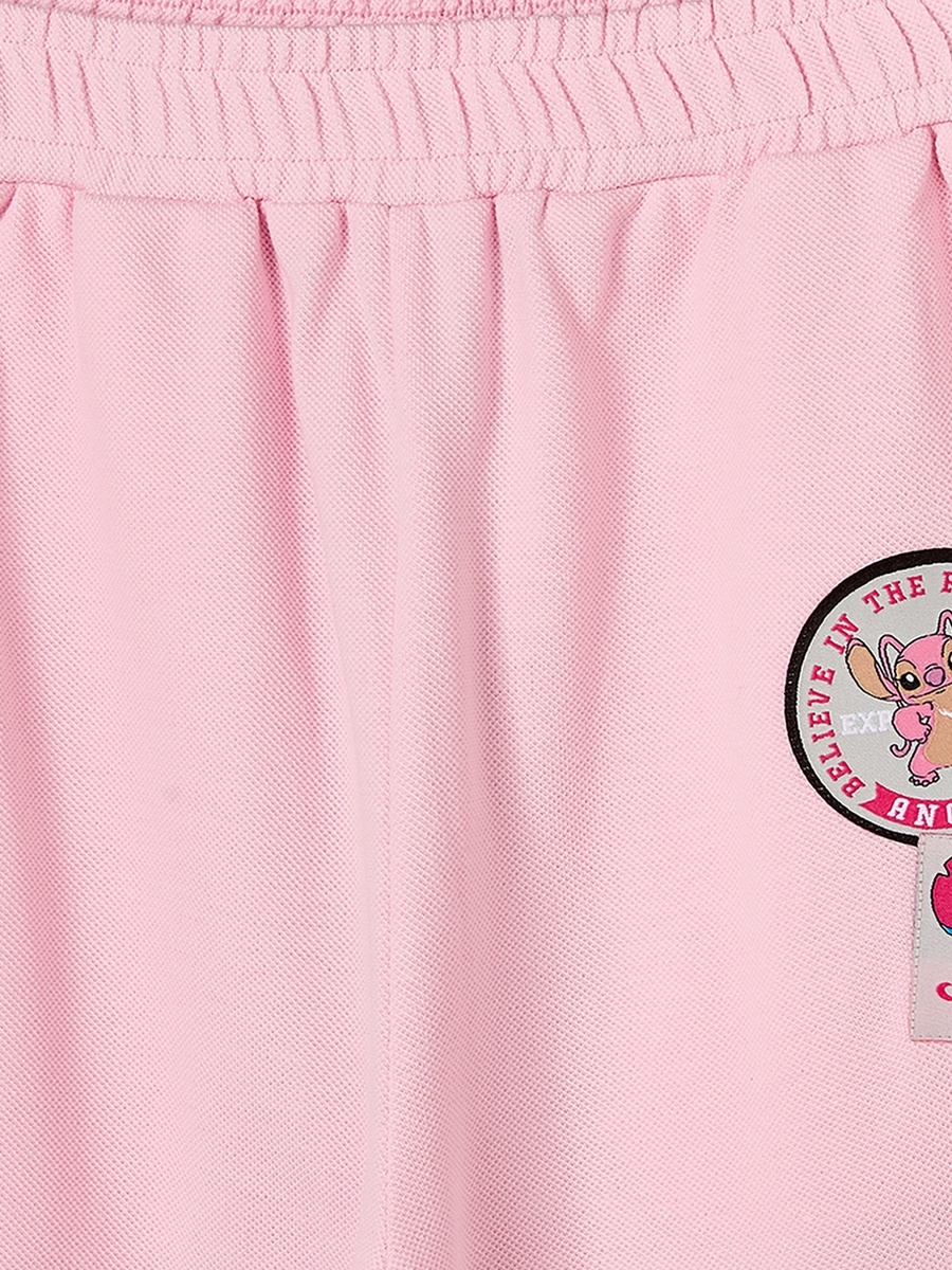 Crew Neck Short Sleeves T-Shirt and Pants Set with Stitch Print
