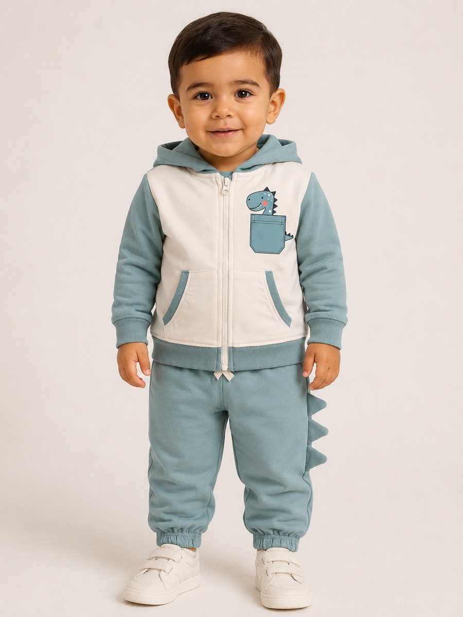 Baby Boys Dinosaur Full Zip Hoodie and Joggers Set