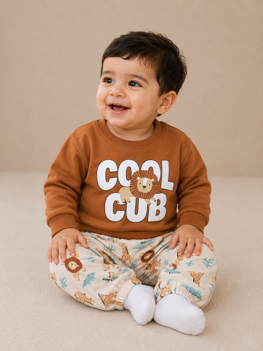 Baby Boys Graphic Sweatshirt and Printed Joggers Set