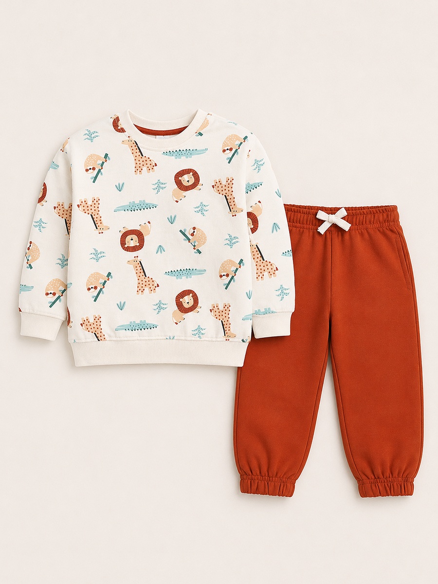 Baby Boys Printed Sweatshirt and Cargo Joggers Set