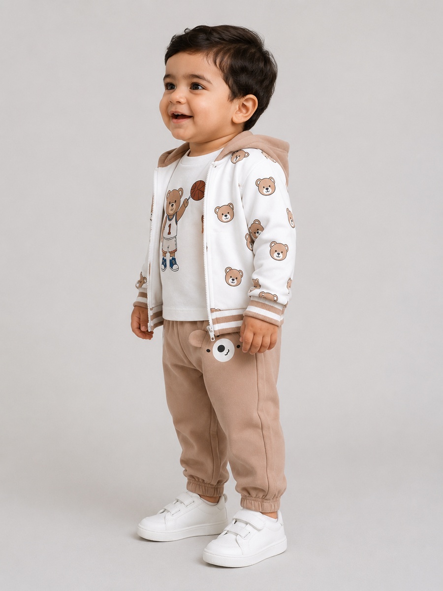 Baby Boys 3-Piece Printed Zip Hoodie, Top and Joggers Set