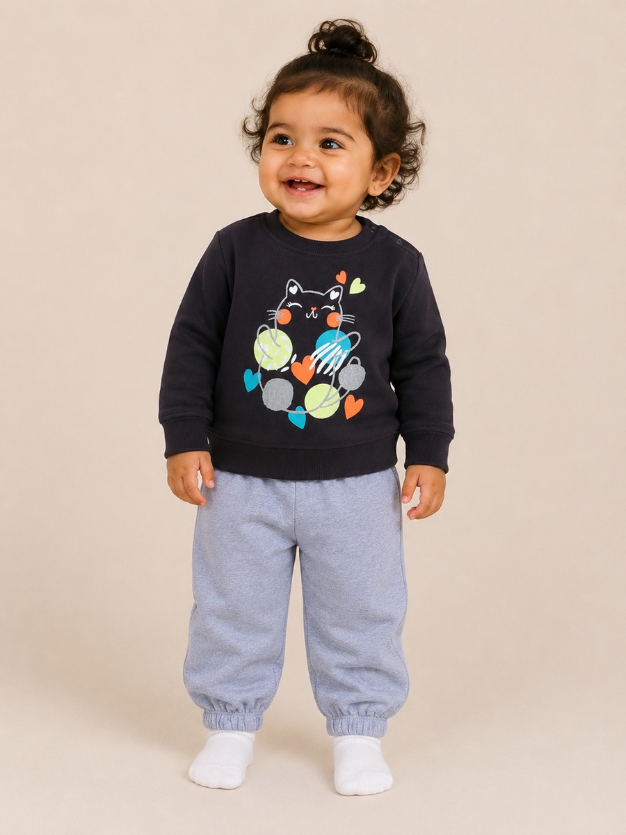 Baby Girls Graphic Sweatshirt and Joggers Set