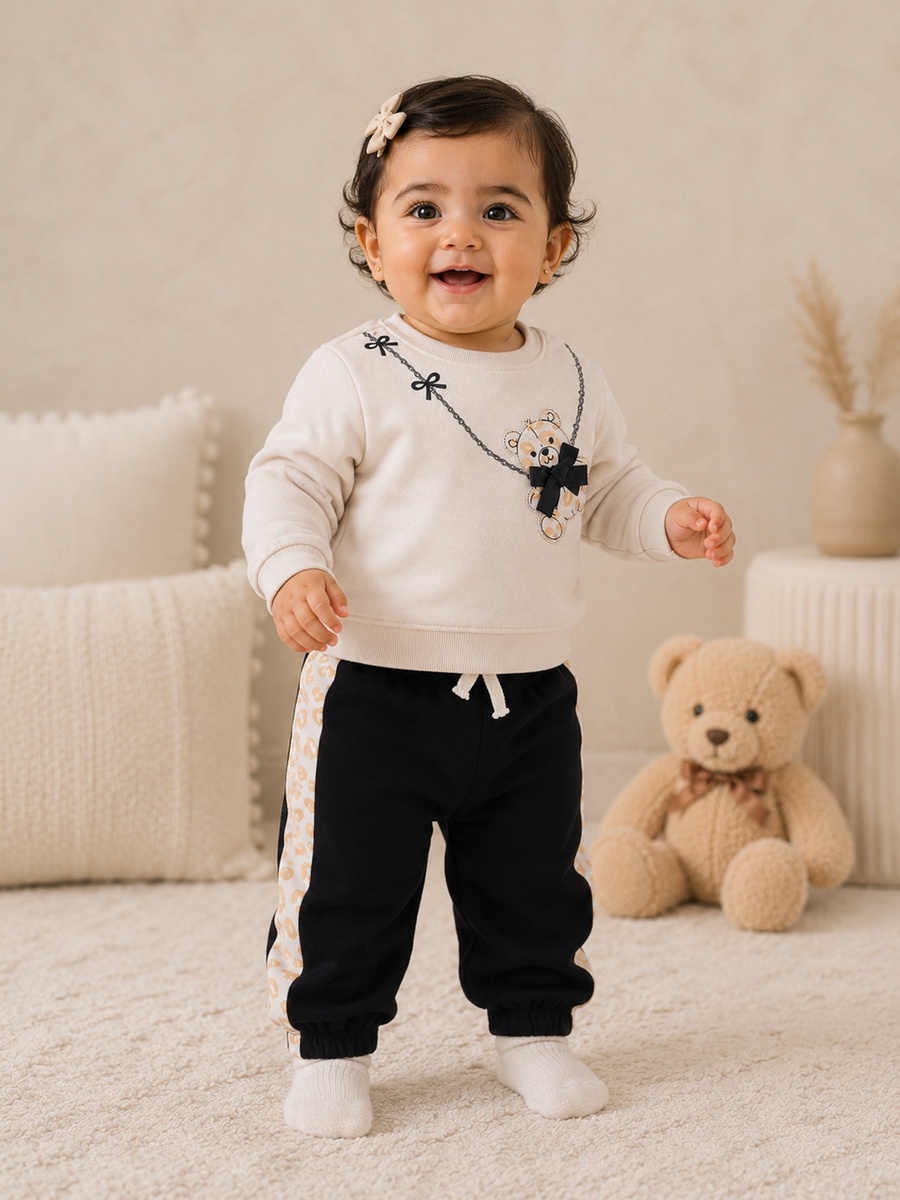 Girls Graphic Sweatshirt and Joggers Set
