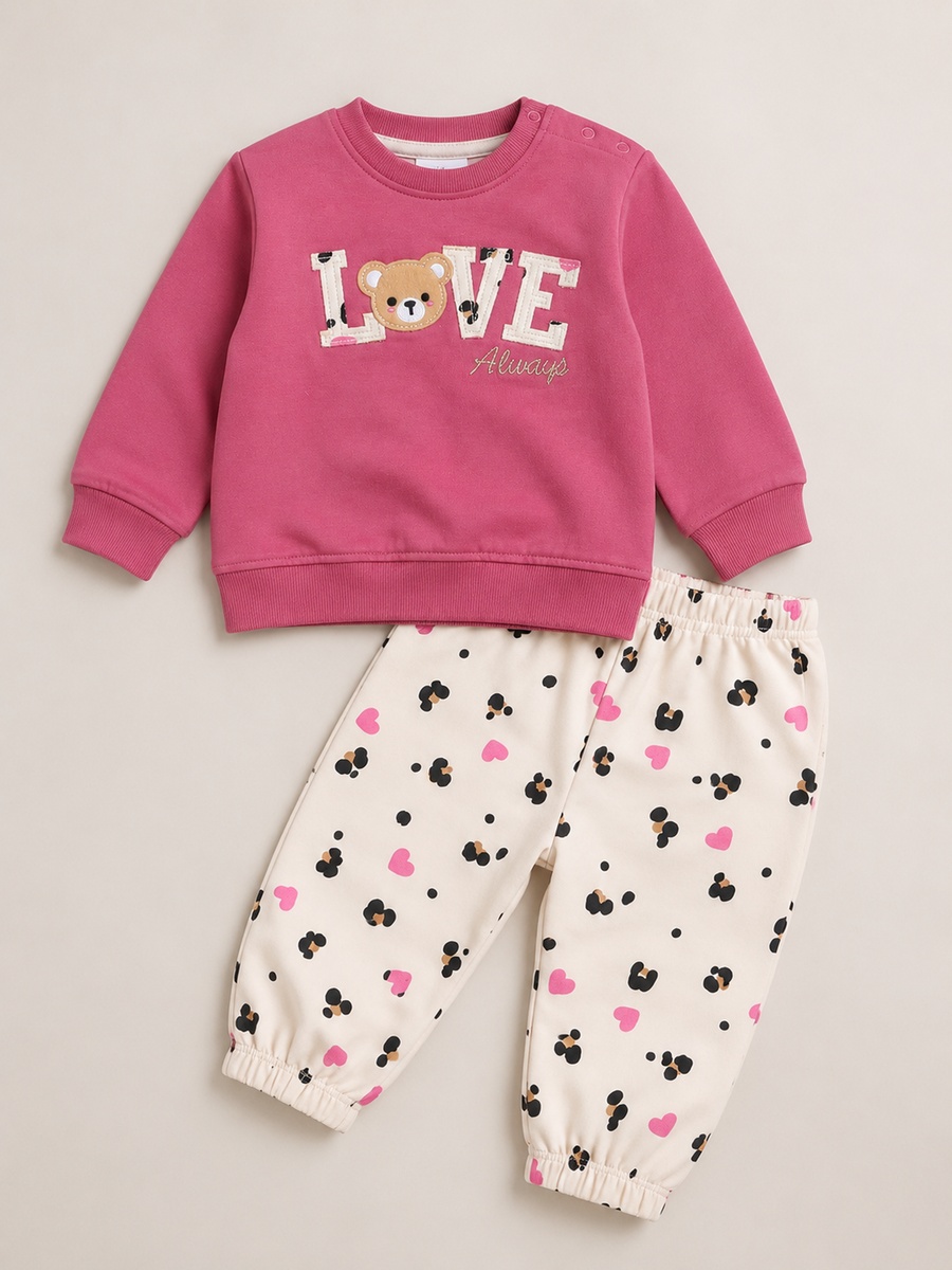 Girls Graphic Sweatshirt and Printed Joggers Set