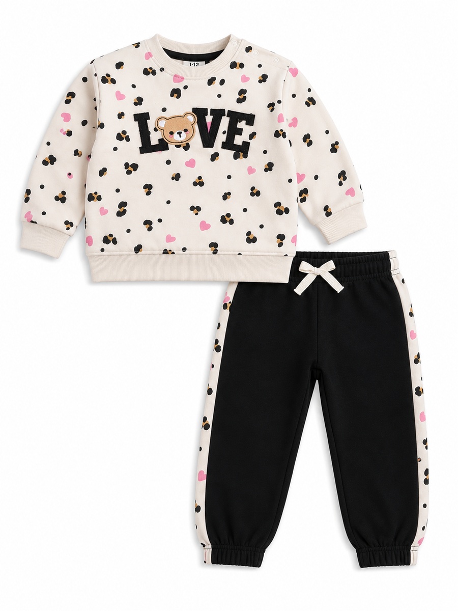 Girls Printed Sweatshirt and Joggers Set