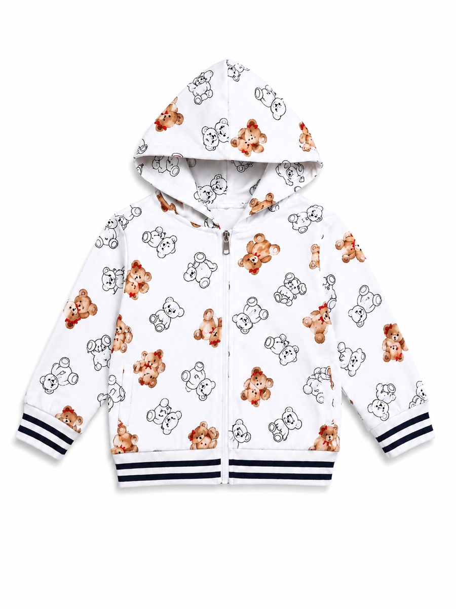 Girls 3-Piece Printed Zip Hoodie, Top and Joggers Set