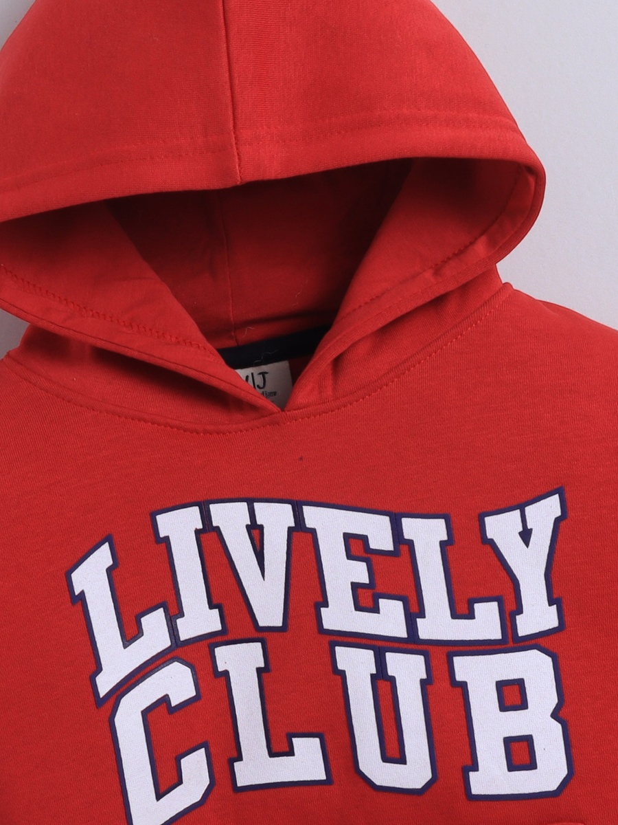 Boys Text Print Hoodie with Front Pocket