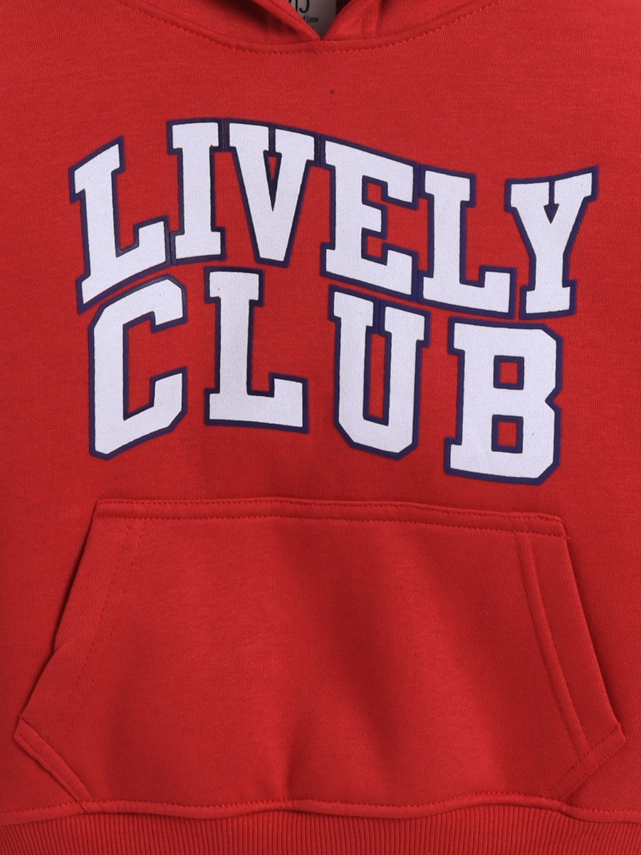 Boys Text Print Hoodie with Front Pocket