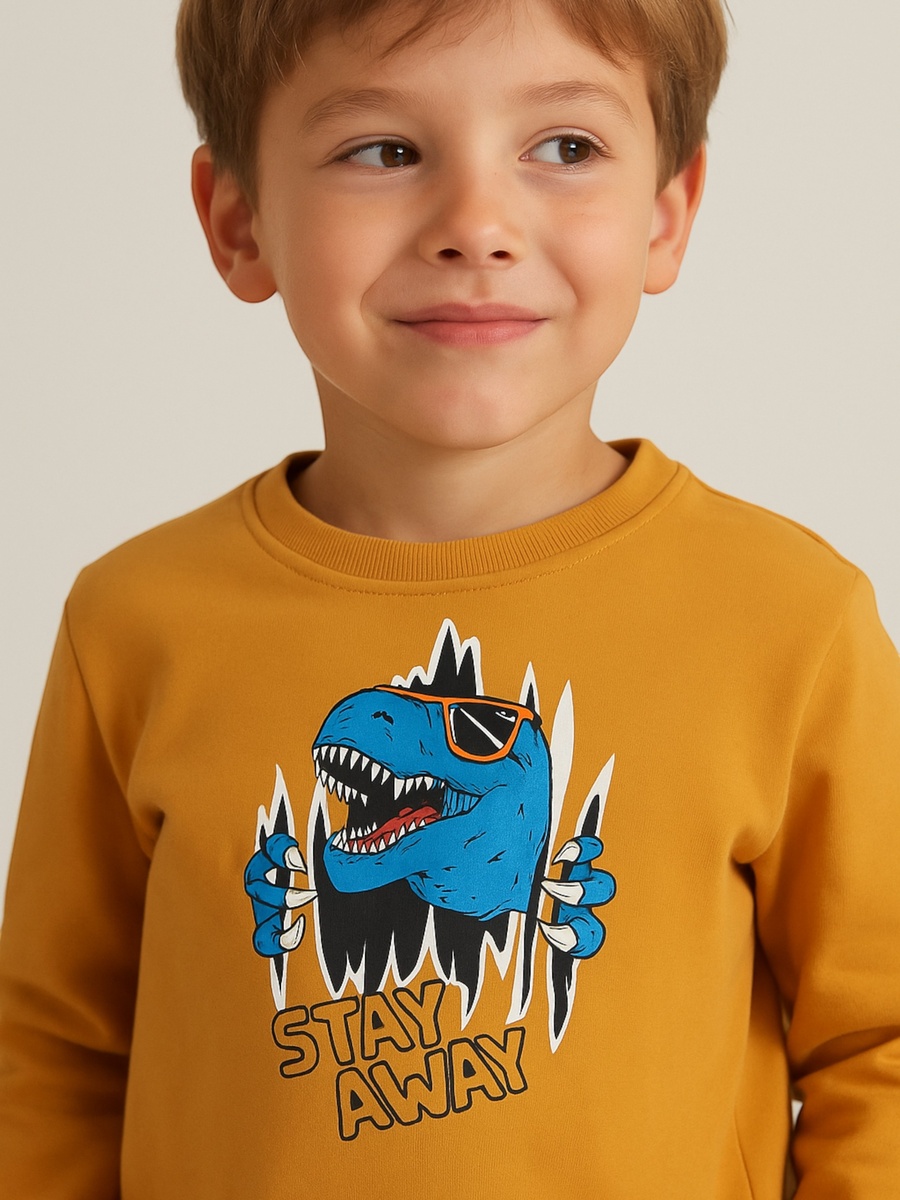 Boys Mustard Dino Graphic Sweatshirt