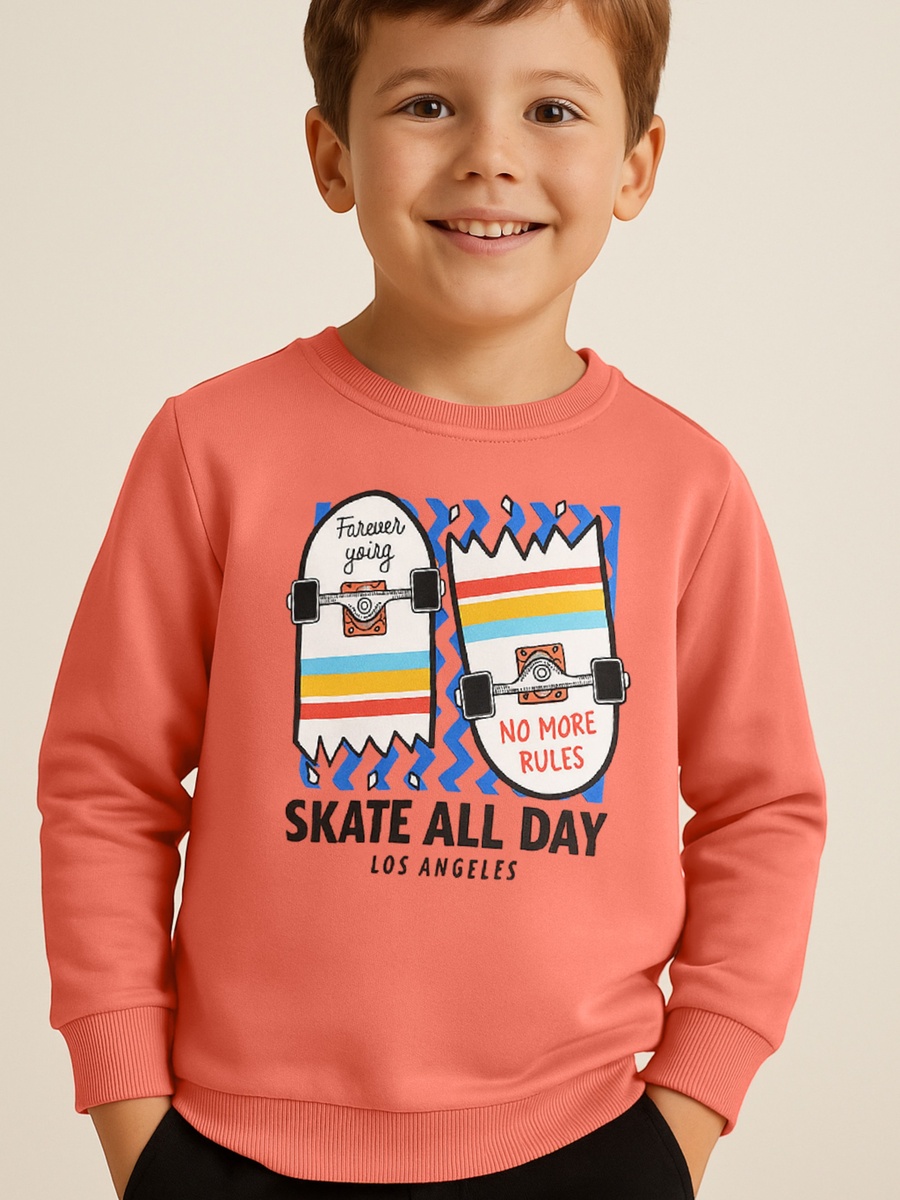 Boys Coral Skate All Day Graphic Sweatshirt