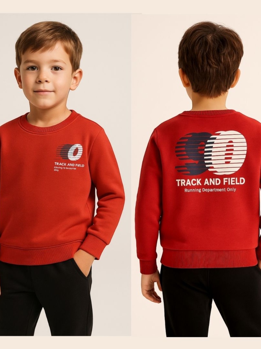 Boys Red Graphic Print Sweatshirt