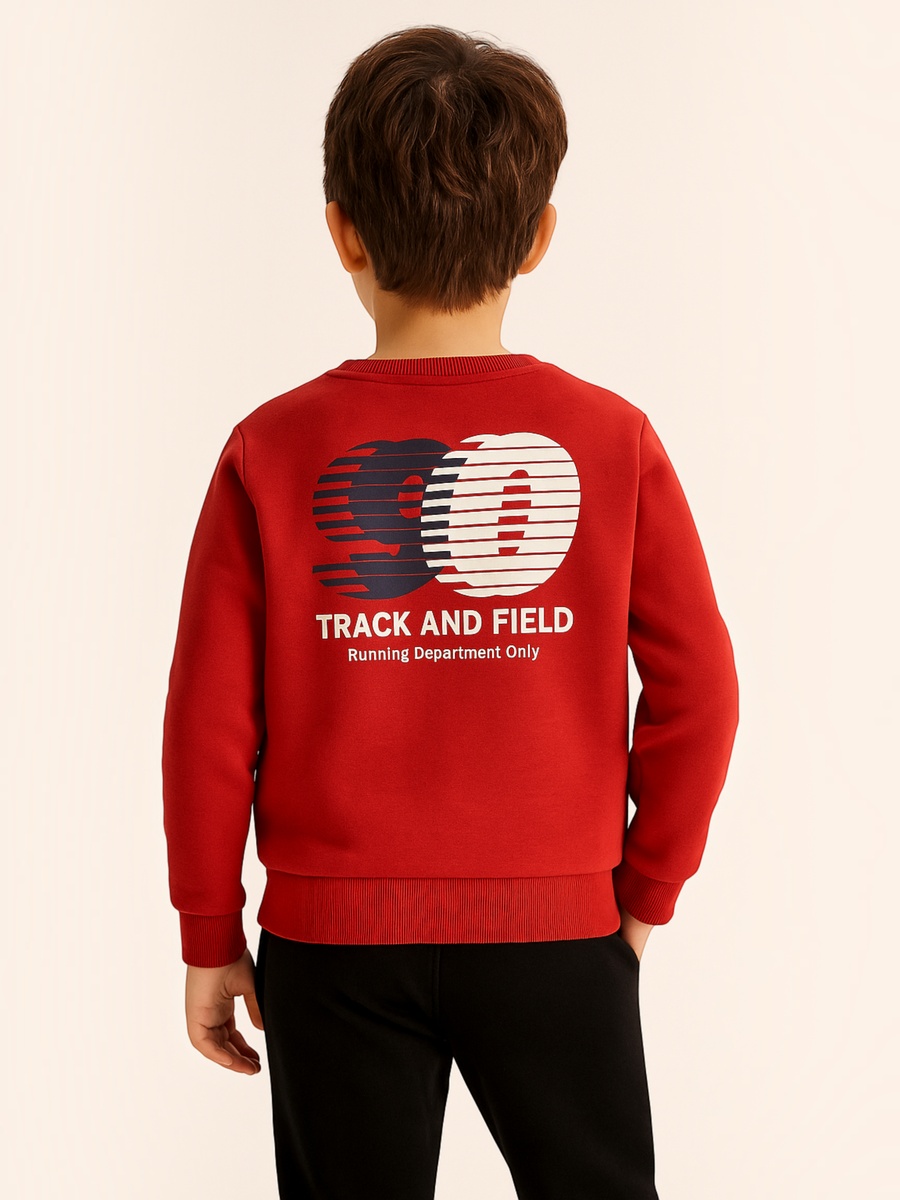 Boys Red Graphic Print Sweatshirt