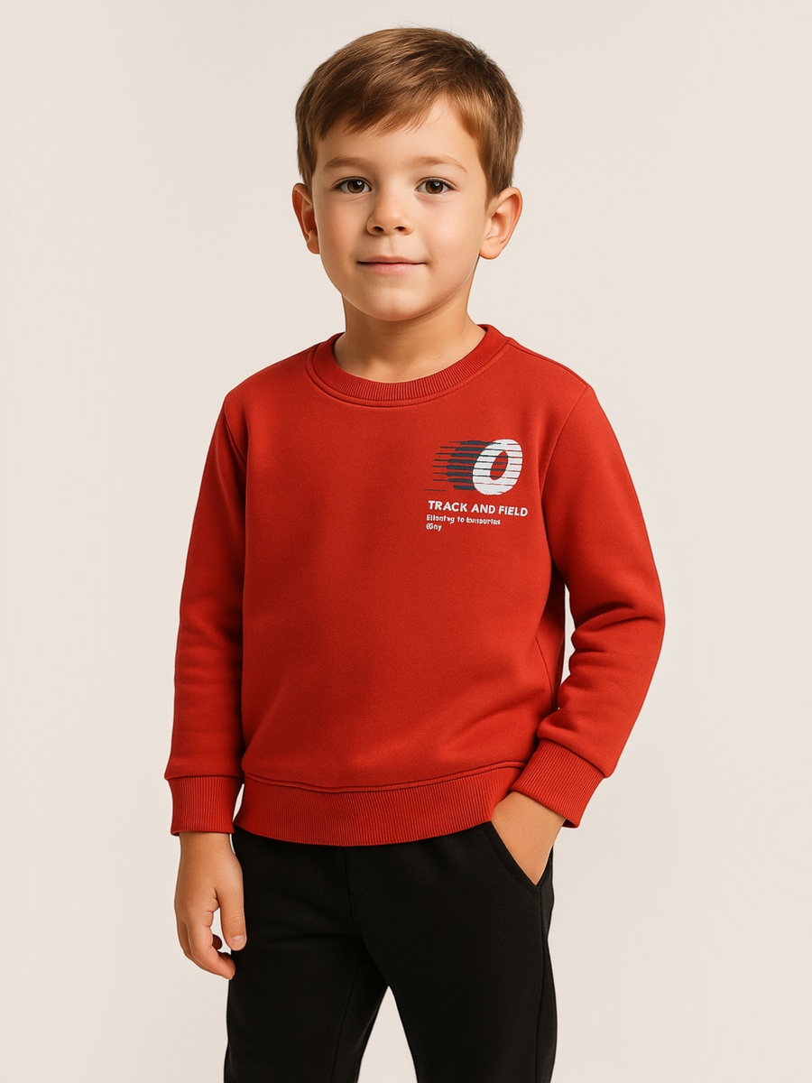 Boys Red Graphic Print Sweatshirt