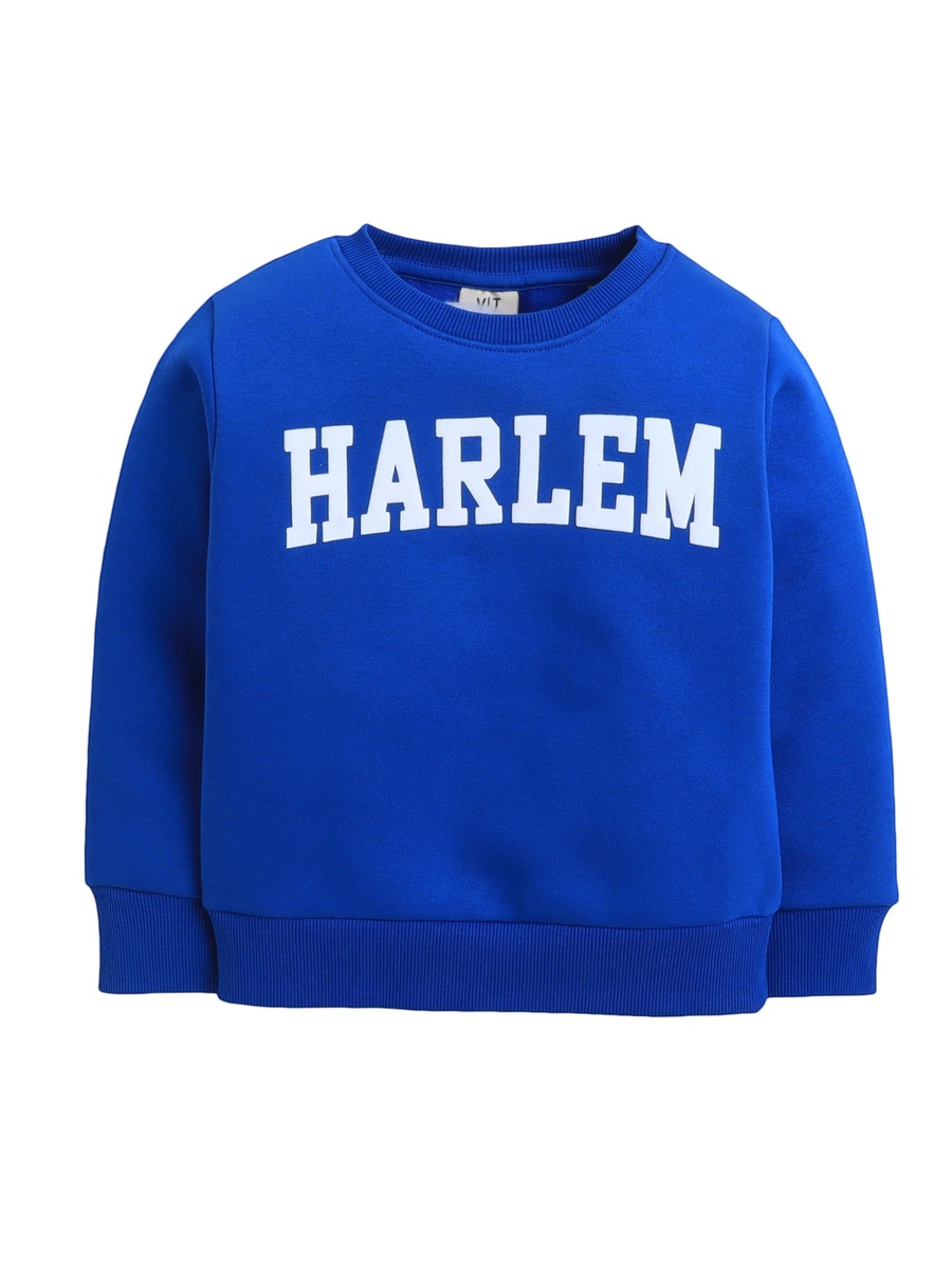 Boys Blue Text Print Sweatshirt