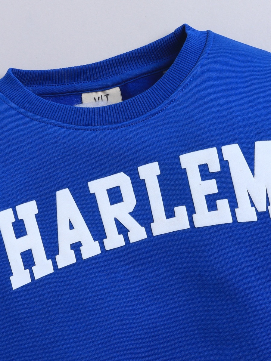 Boys Blue Text Print Sweatshirt