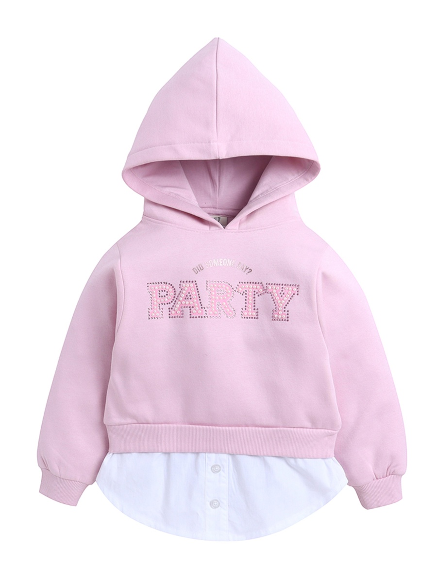 Girls Layered-Look Embellished Hoodie