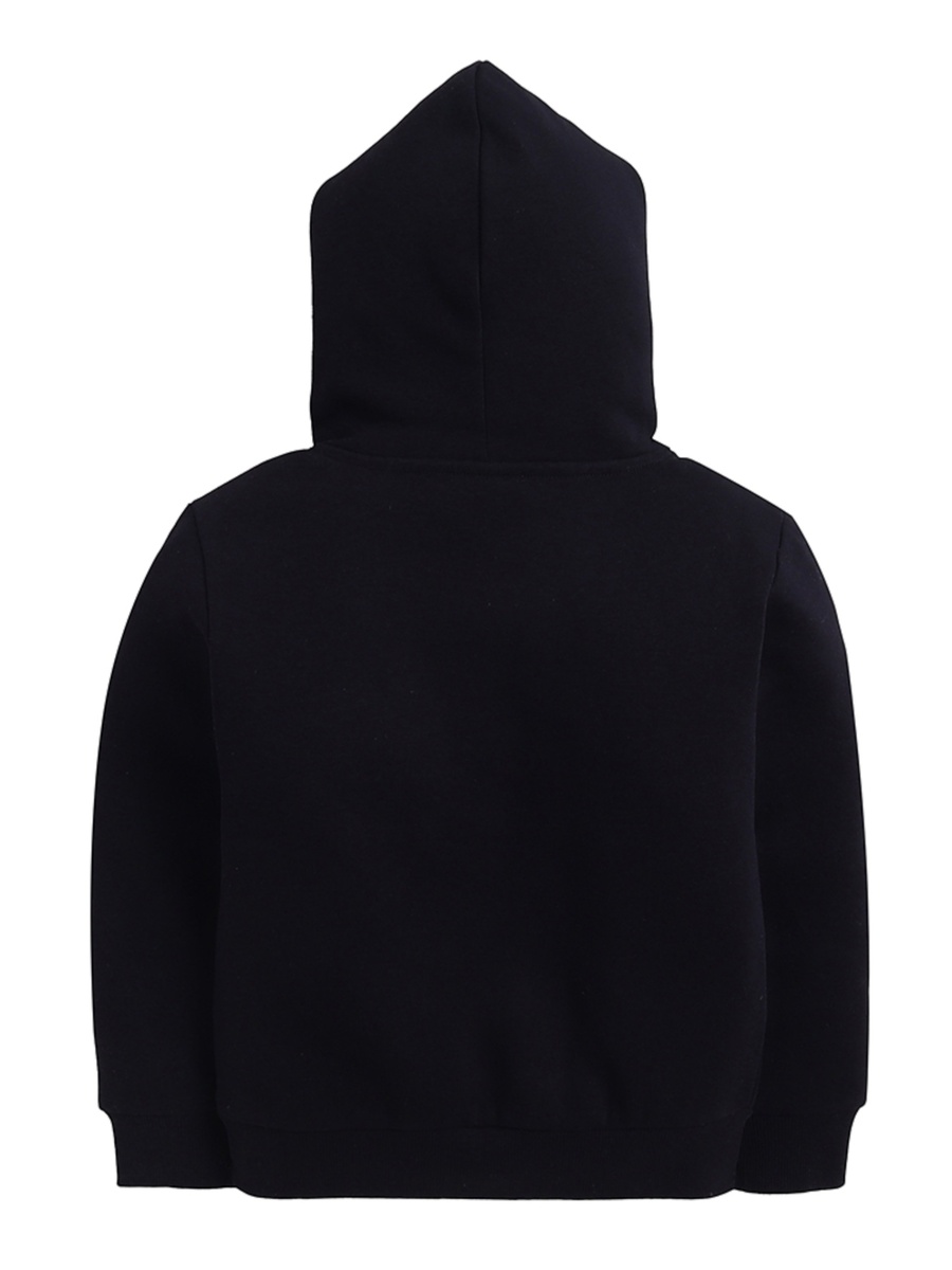 Girls Black Printed Long Sleeve Hoodie