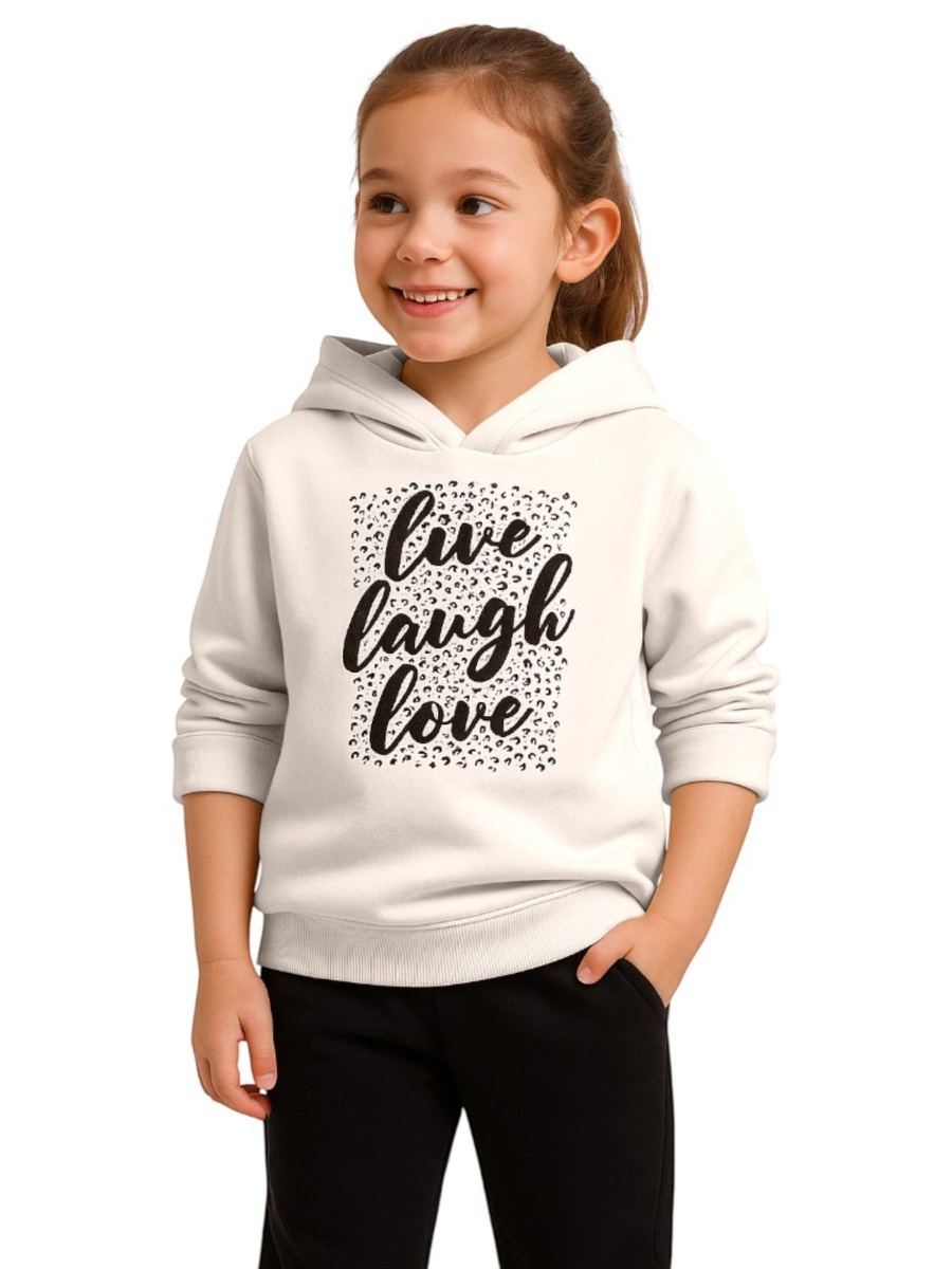 Girls Live Laugh Love Glitter Fleece Hoodie