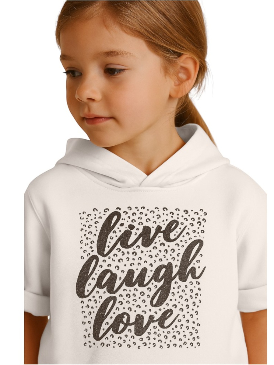 Girls Live Laugh Love Glitter Fleece Hoodie
