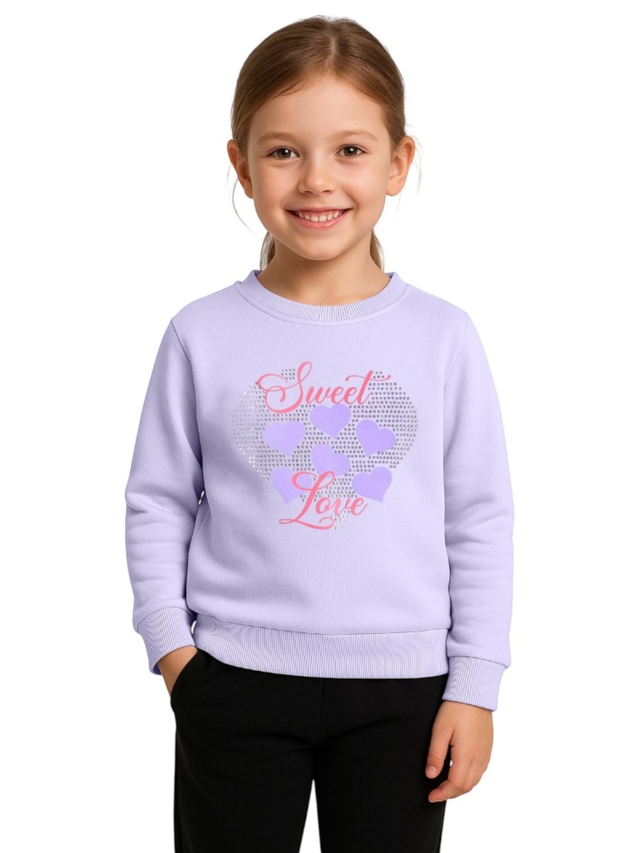Girls Sweet Love Heart Fleece Sweatshirt