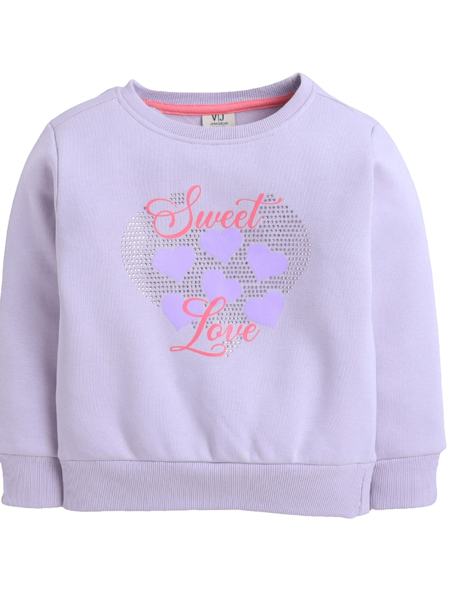 Girls Sweet Love Heart Fleece Sweatshirt