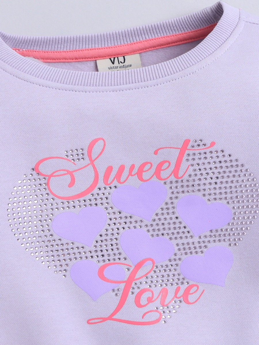 Girls Sweet Love Heart Fleece Sweatshirt