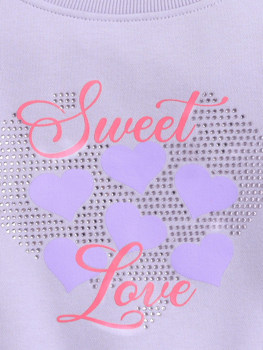 Girls Sweet Love Heart Fleece Sweatshirt